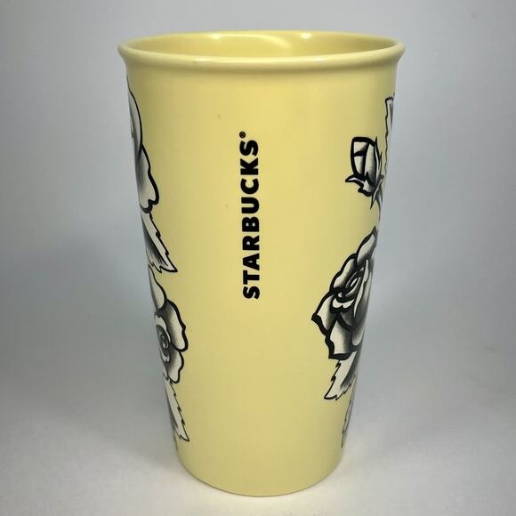 Starbucks 2017 Portland Rose Ceramic Double Wall Mug Tumbler 12oz Tattoo NEW - Picture 4 of 8